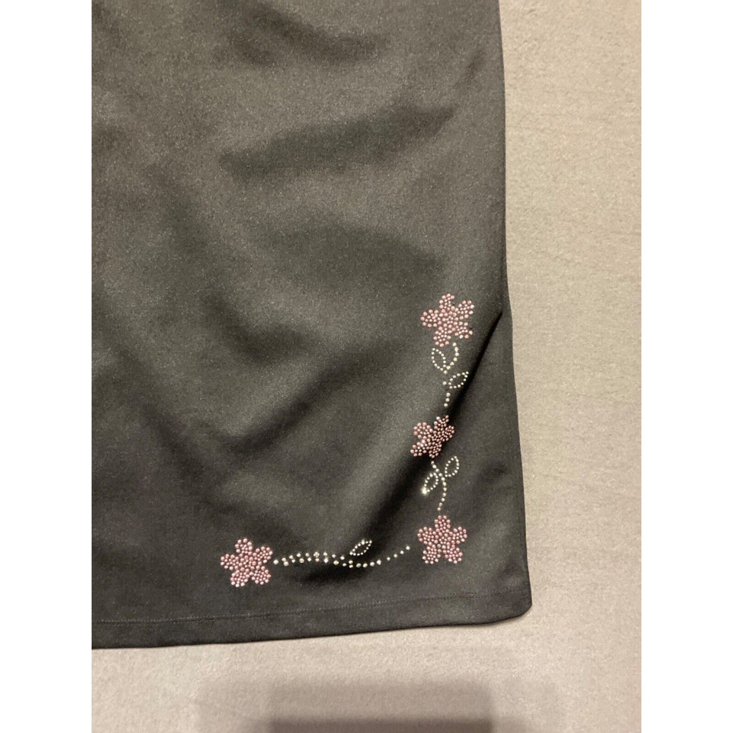 Speechless Women's Floral Embroidery Long Black Skirt Size M Elastic Waist