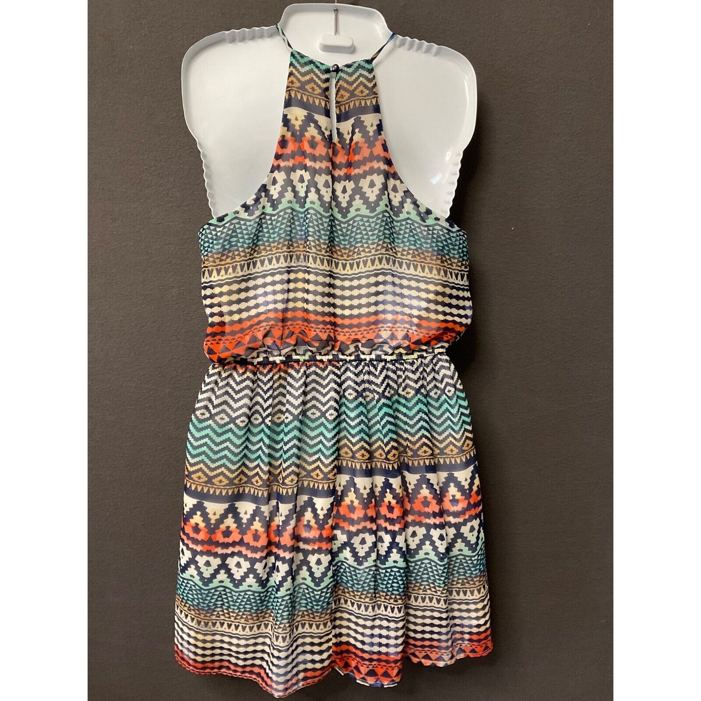 As U Wish Women's Halter Dress Multicolor Tribal Print Size M Sundress Beach