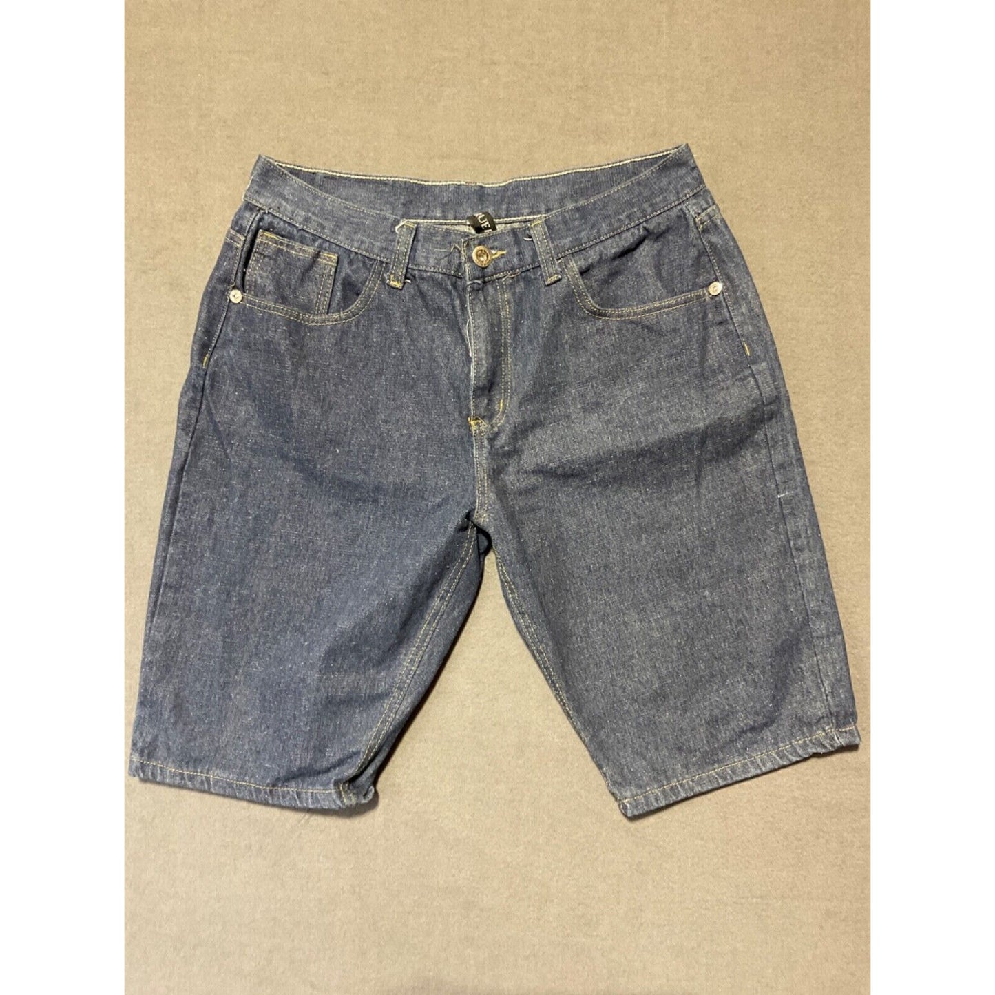 True Rock Men's Jean Shorts Size 38 -Y2K, 90's Dark Wash 12" Inseam, 5 Pockets