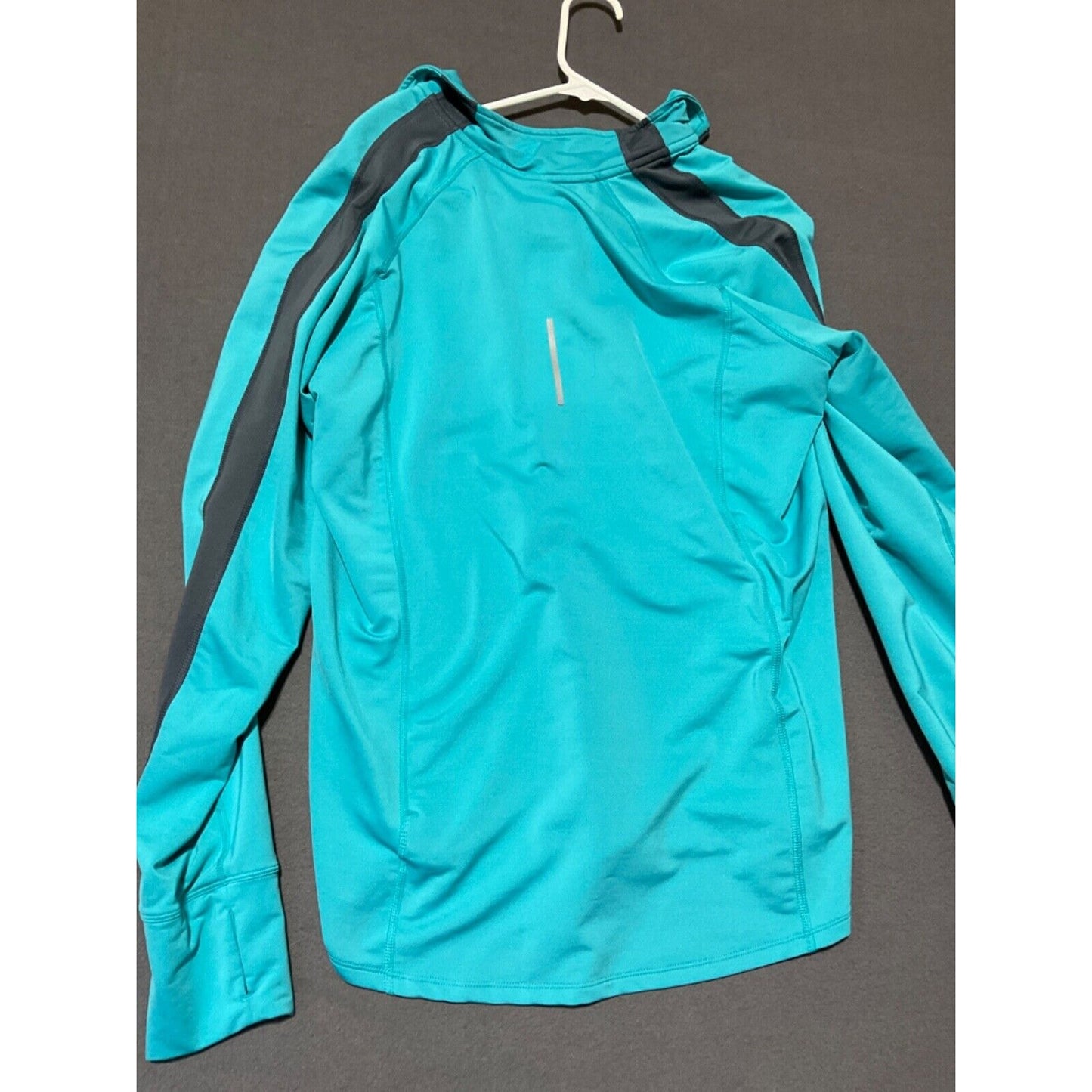 Nike Women's Runner 1/4 Zip Dri-Fit Teal Long Sleeve Shirt XL - Thumb Holes