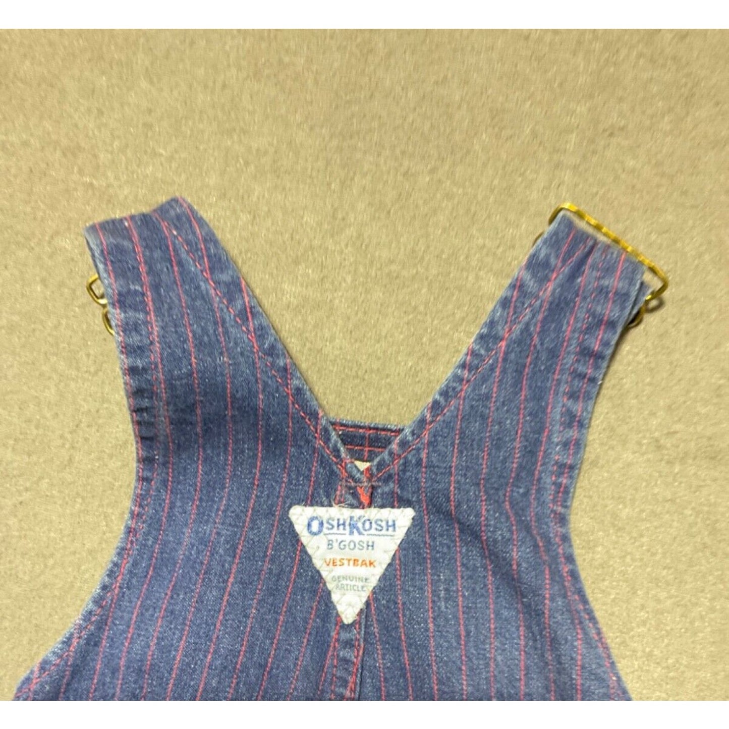 Vintage 80s/90s Oshkosh B'Gosh Blue Striped Denim Overalls Romper 12 Months USA