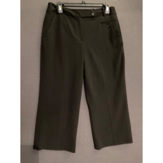 Larry Levine Stretch Cropped Pants Size 10 Black Polyester Blend Office Cropped