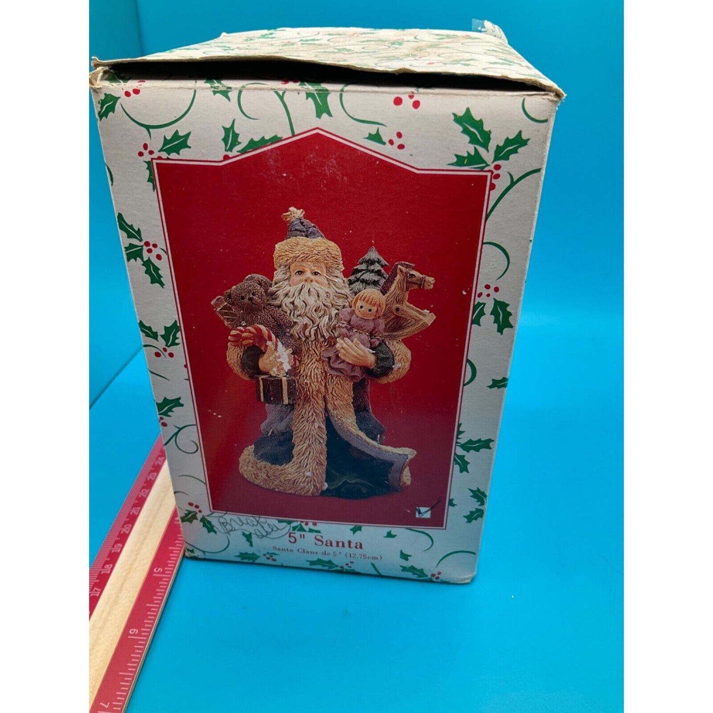 5" Santa Figurine Vintage Polyresin JCP China Original Box Worn/Blemished