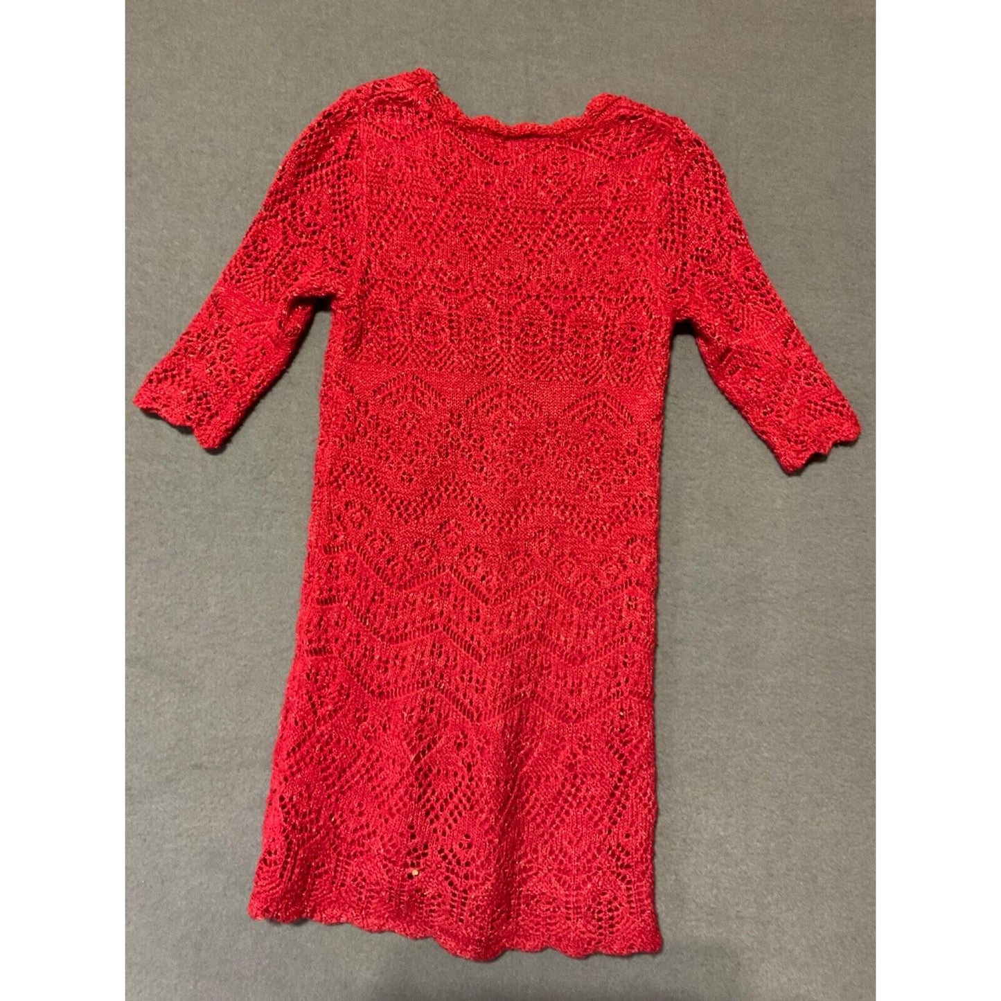 Girl's Size Small 6/6X Cat & Jack Red Lined Sweater Dress Sparkle Shimmer