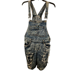 Traffic Jeans Wear Women's Short Bib Overalls Distressed, Size 11, Cotton Blend