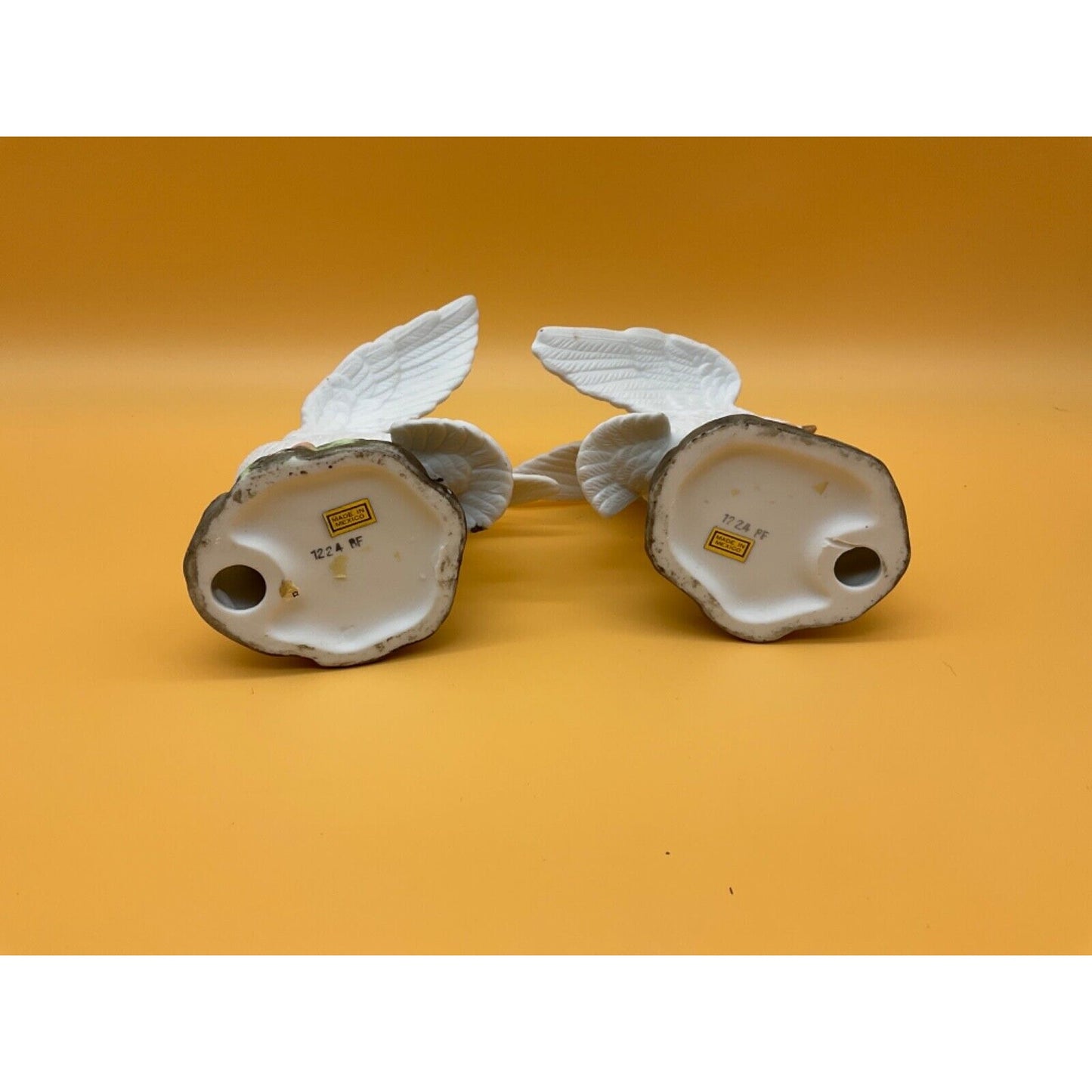 Vintage 1970s White Turtle Doves Porcelain Figurines Pink Dogwood 1224 PF 5"