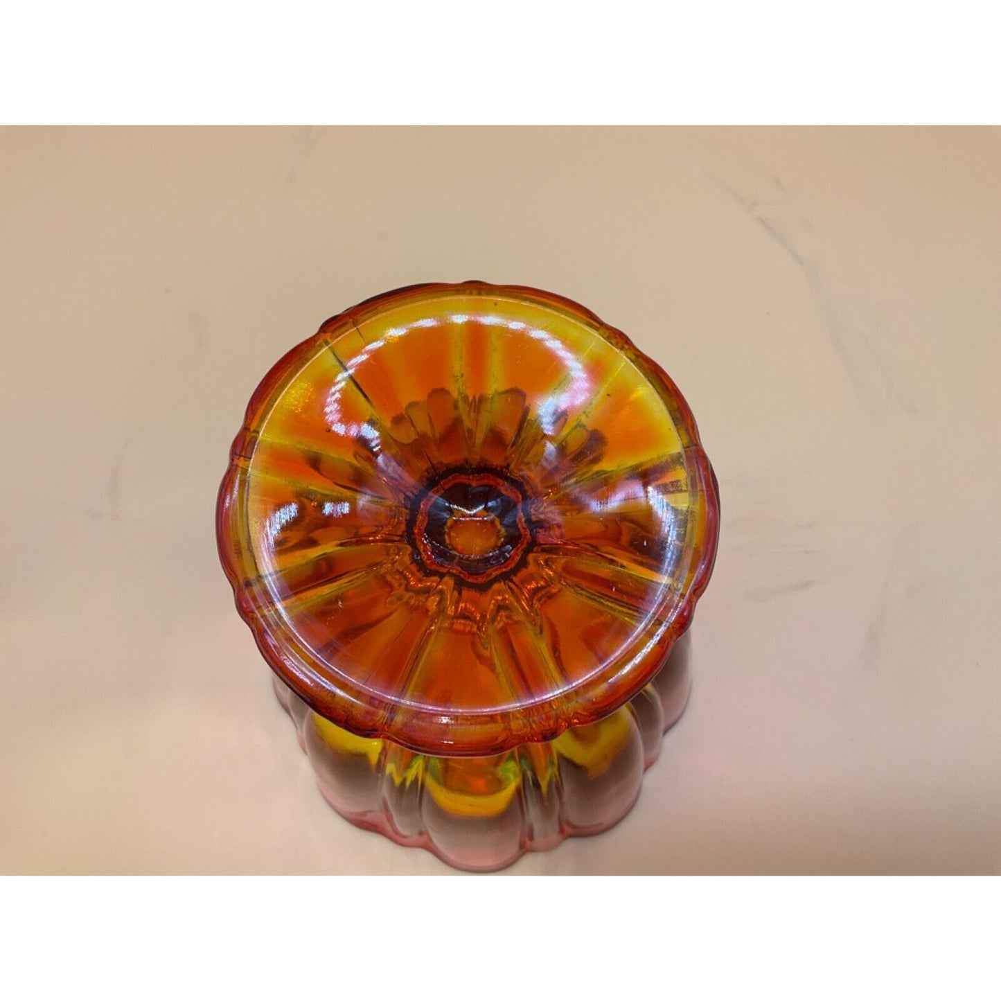 Vintage LE Smith Glass Bowl Hot Orange 60s Retro Heavy GLASS Dish