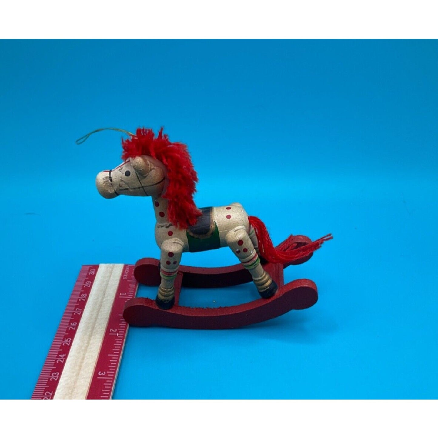 Retro Wooden Rocking Horse 4 " Taiwan Craftsmanship Christmas Tree Ornament