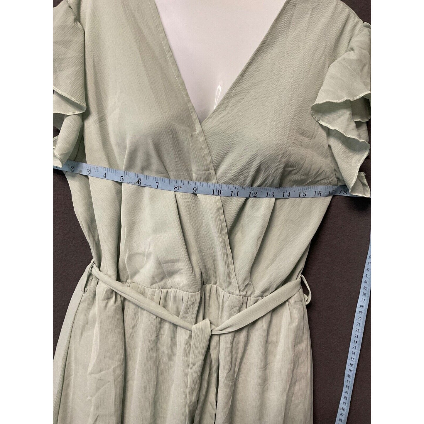 PrettyGarden Women's Sage Green Wrap Maxi Dress with Ruffle Sleeves, Size L