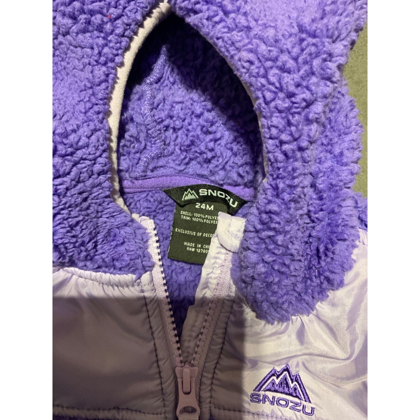 Snozu Infant Snowsuit 24 Months Blue Purple Fold-Over Mittens Toddler