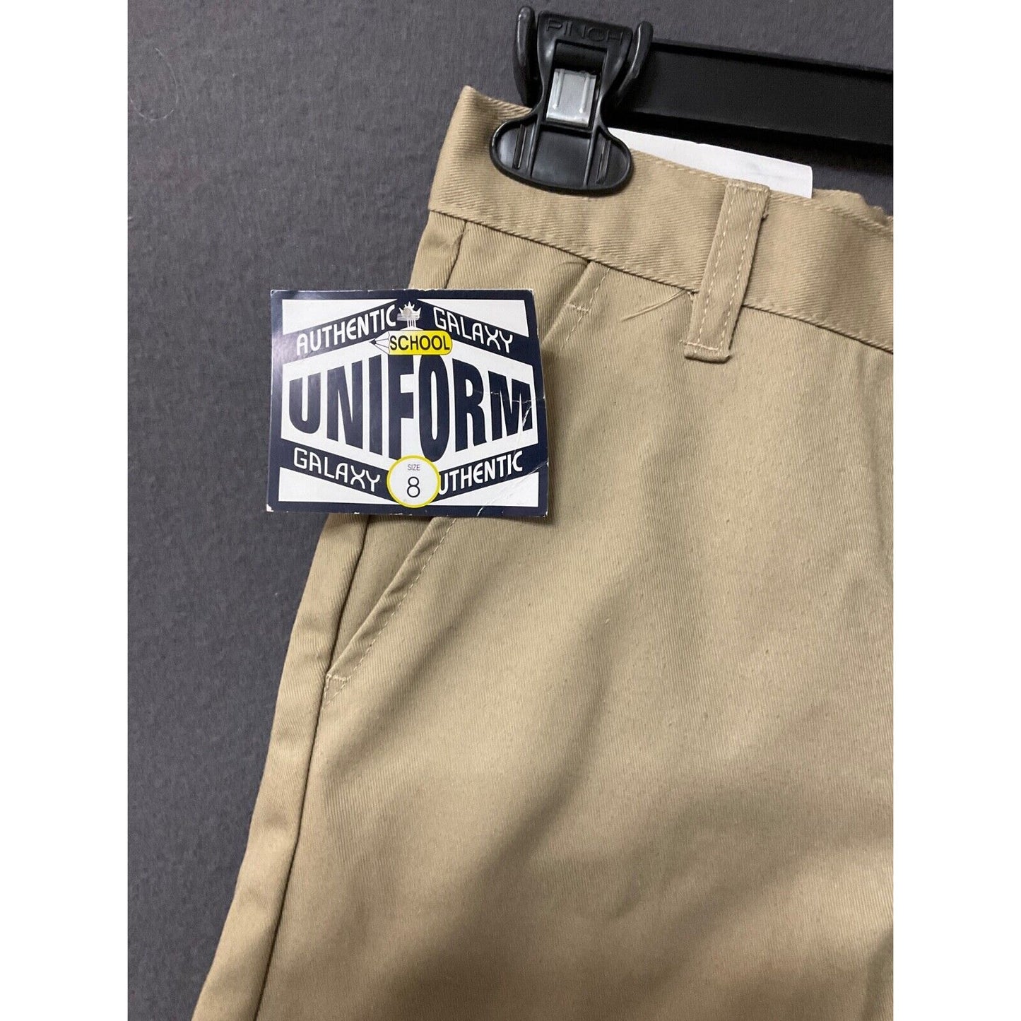 Authentic Galaxy Shorts Boys 8 Khaki Chino School Uniform Adjustable Waist NWT