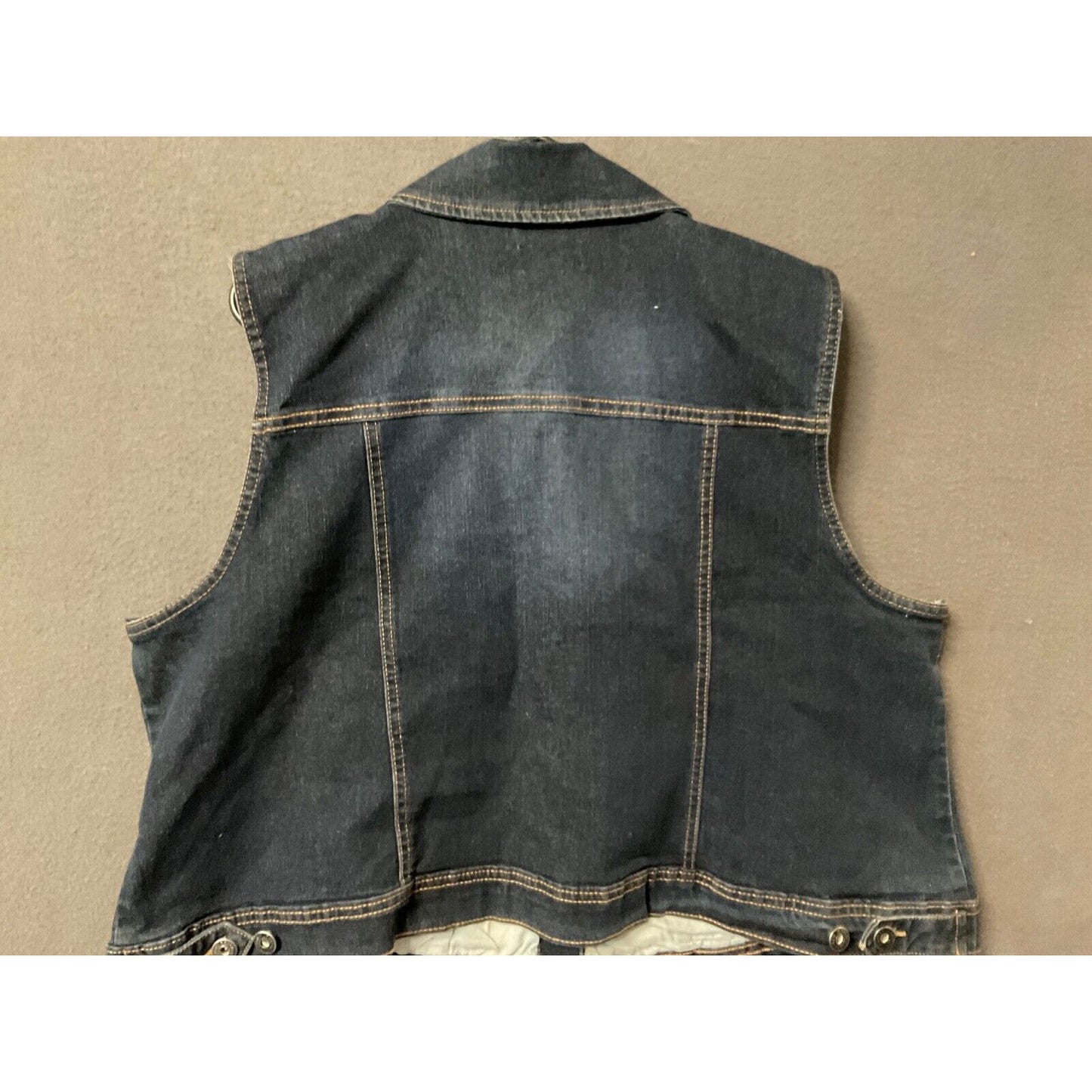 New Look Denim Vest 3X Blue Sleeveless Button-Up Pockets Women's + Inside Pocket