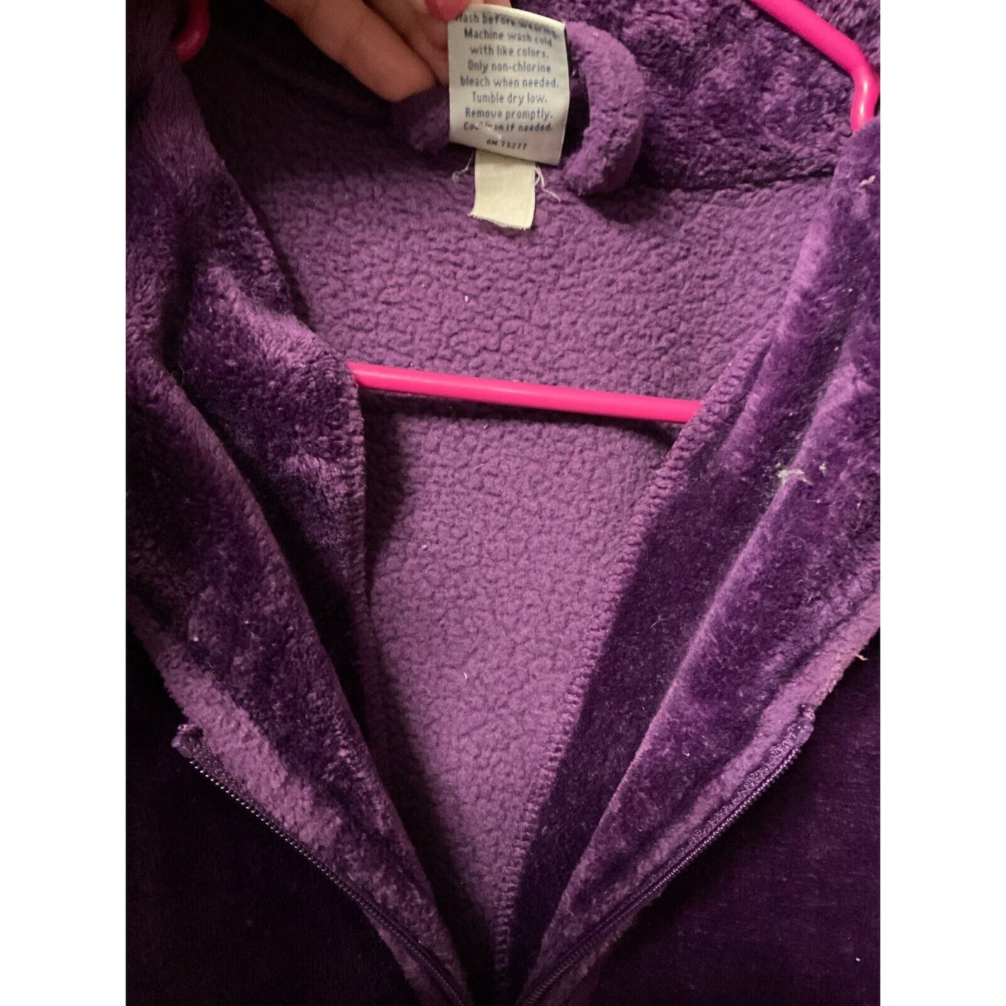 Croft & Barrow Zip-Up Robe L Amethyst Purple Faux Fur Pockets Lounge Cozy Soft