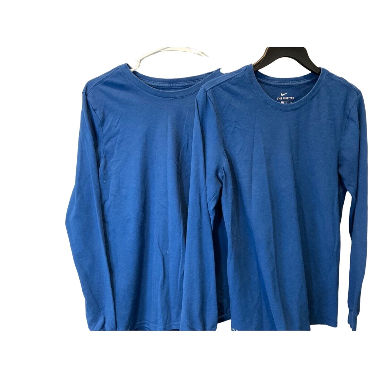 Lot of 2 Nike Blue T-Shirts Young Men's Small, Dri Fit Athletic Cut, Long Sleeve