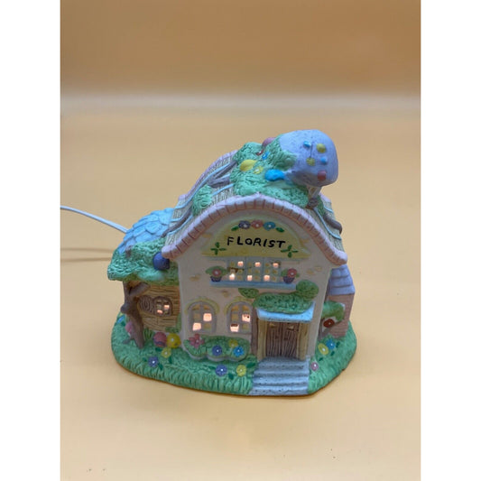 Ceramic Easter Bunny Florist Village Lighted 6"x6" Hand Painted, Tested