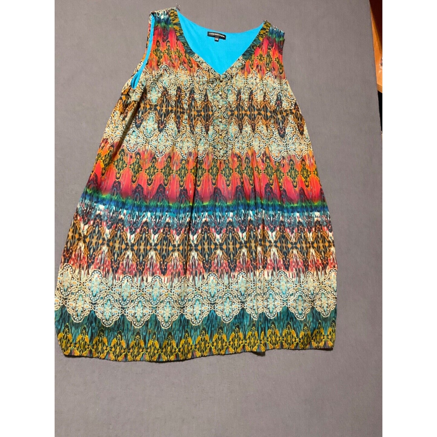 Chris McLaughlin 24W Dress Multicolor Boho Print Sleeveless A Line Plus Size