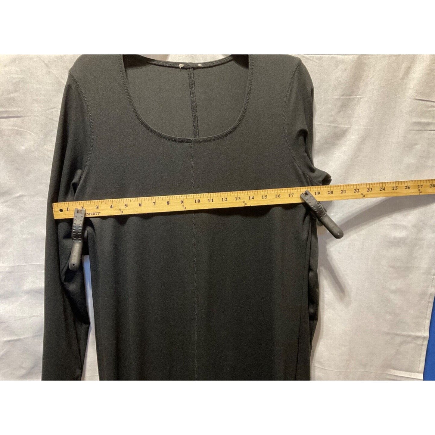 Women's Basic Black Long Sleeve Dress, Size Large Approx 53” Long