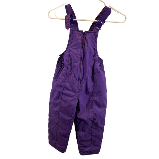 New Moves Girls Purple Snowsuit Bibs Size 6 Front Zip Pockets ADJUSTABLE STRAPS