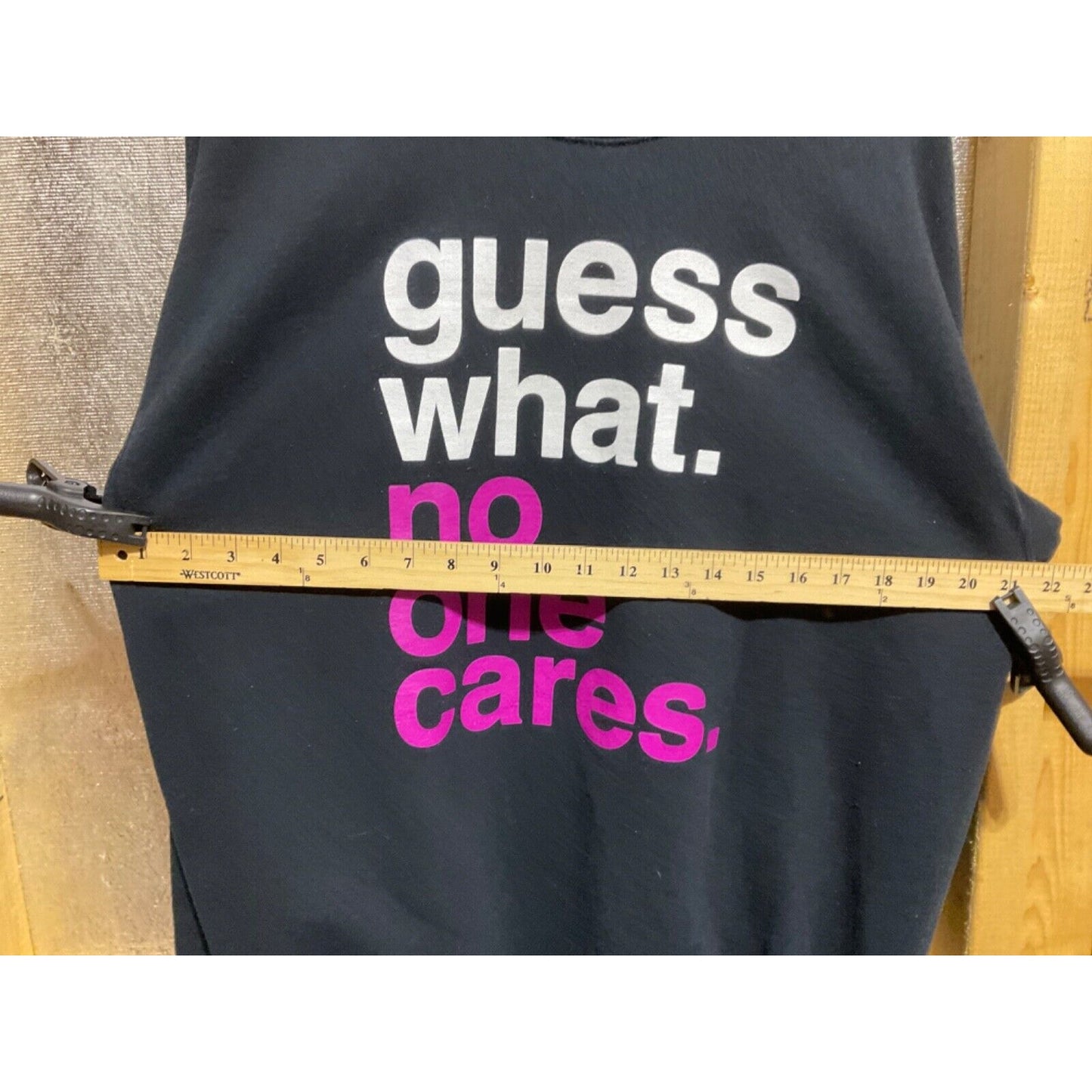 Unisex Large Gray Sarcasm Sweater Graphic "Guess What No One Cares" Crew Neck