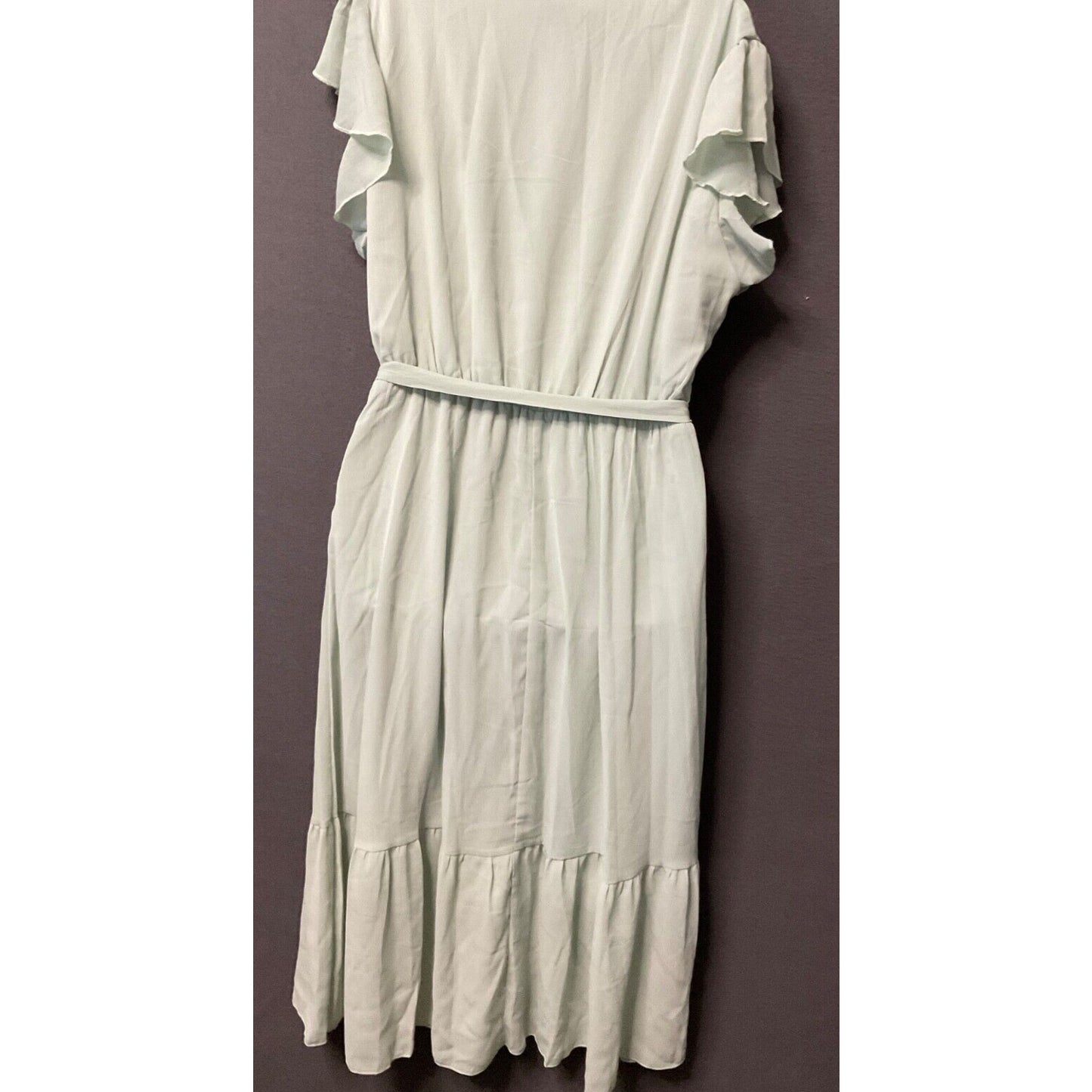 PrettyGarden Women's Sage Green Wrap Maxi Dress with Ruffle Sleeves, Size L