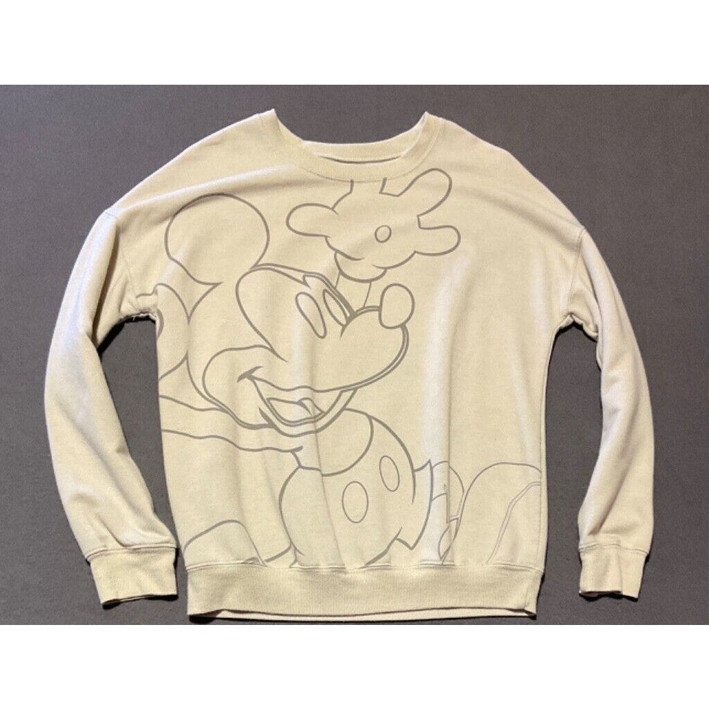 Disney Mickey Mouse Beige Sweatshirt Women's XS - Soft Blend