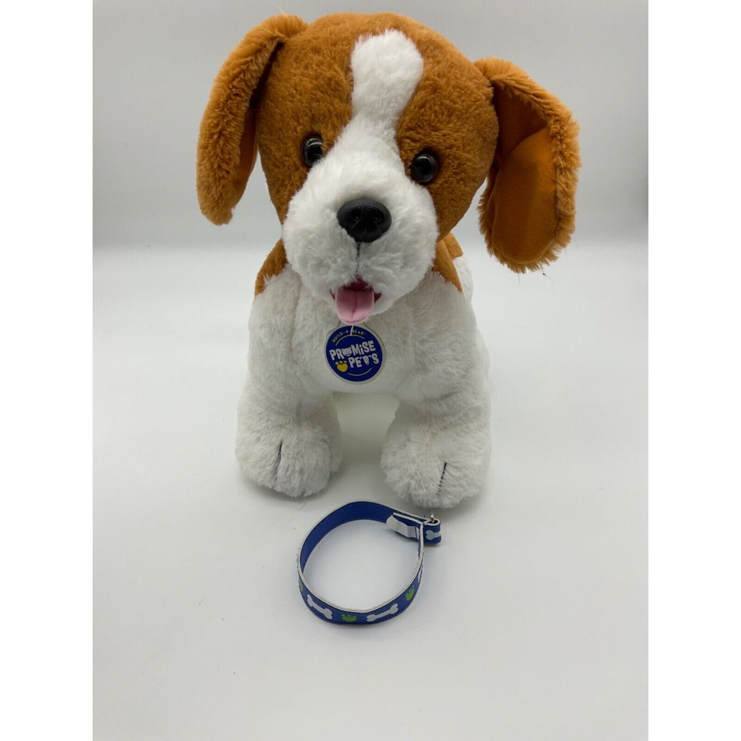 Build-A-Bear Promise Pets Beagle Dog Toy Plush with Red and Blue Collars, 12"