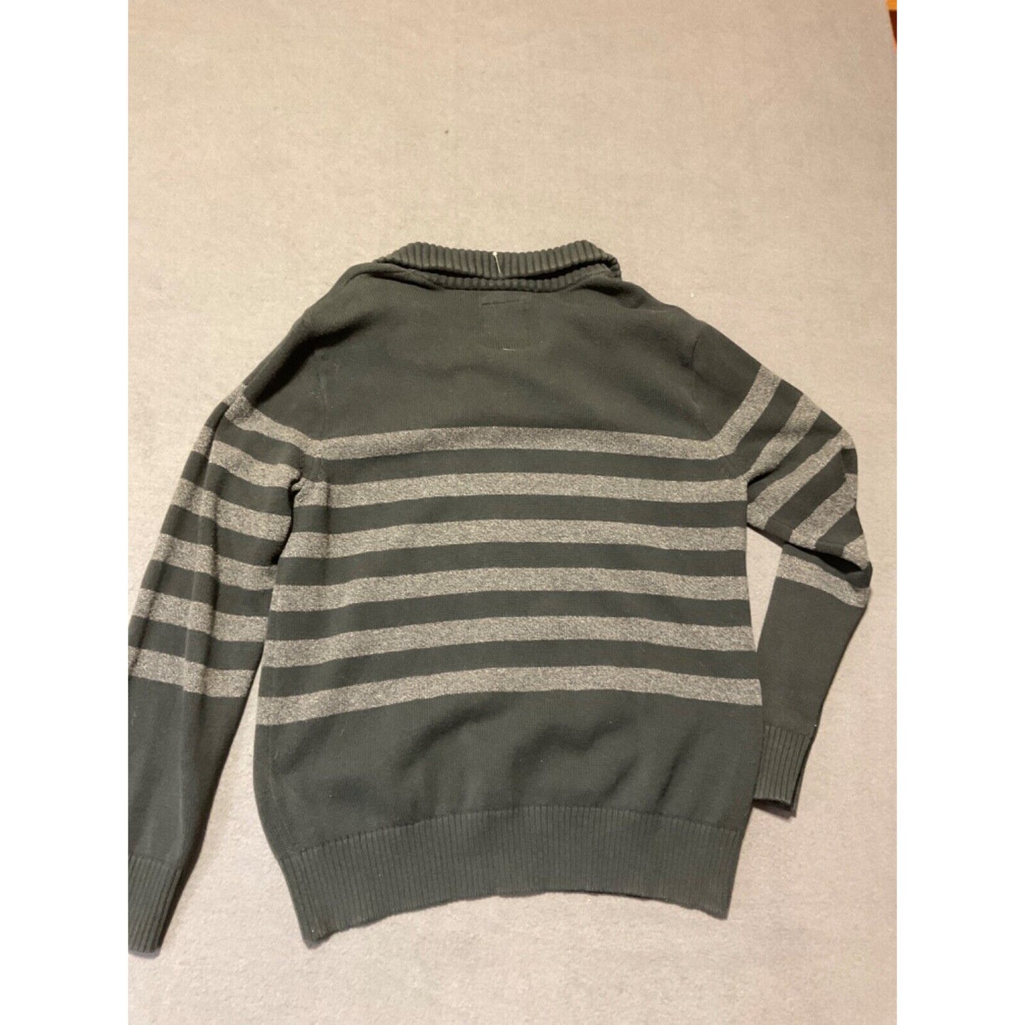 American Eagle Outfitters Men's 1/4 Zip Pullover Sweater XL Black Grey Stripes