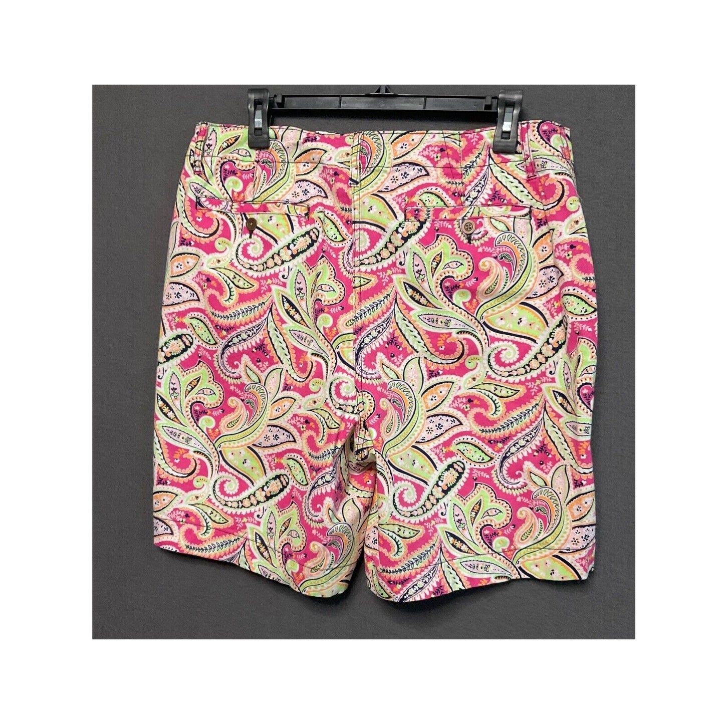 Kim Rogers Women’s Shorts 14 Paisley Print Pink Green Cotton Blend Preppy