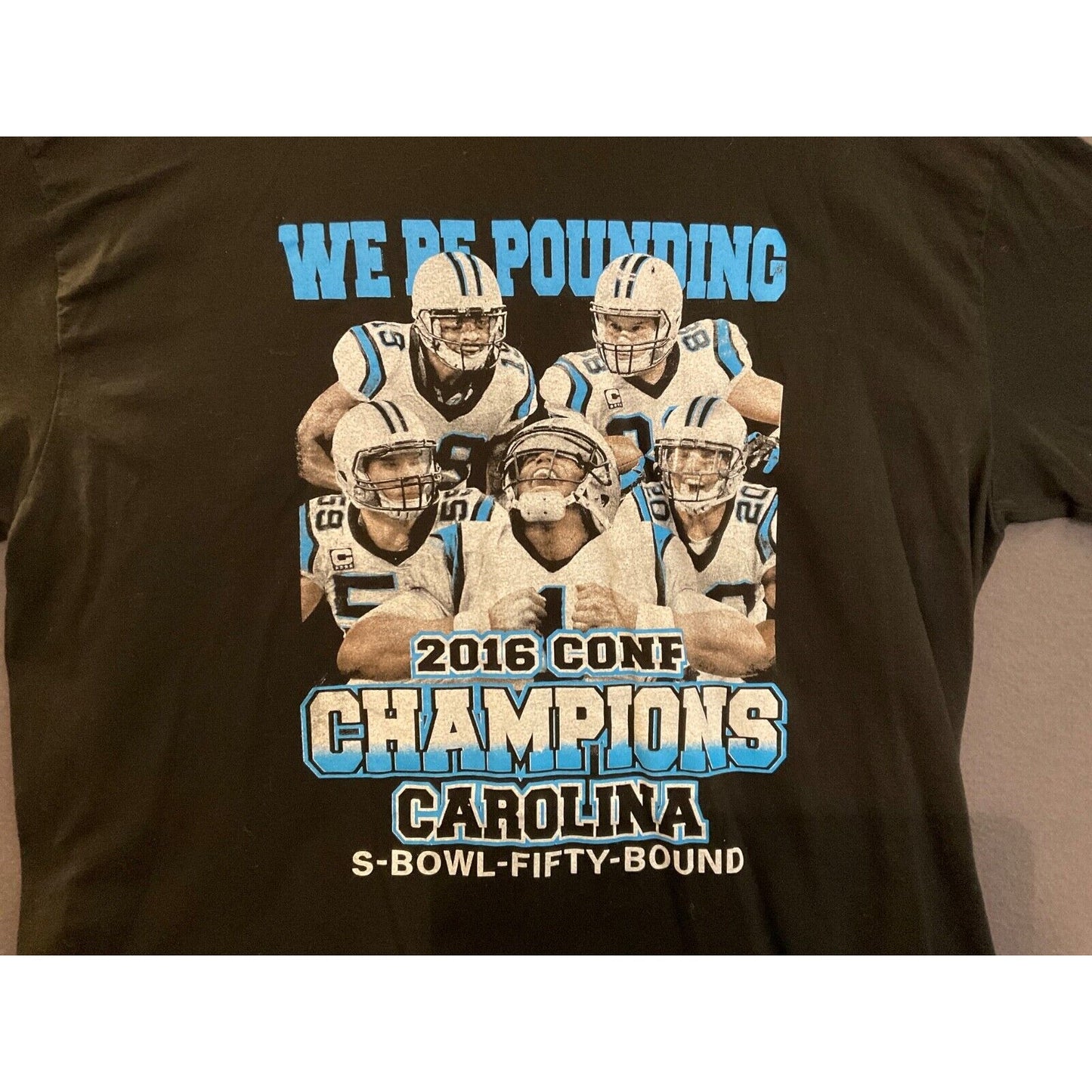 Carolina Football Champions 2016 Shirt XXL Panthers Super Bowl Fifty Black Tee