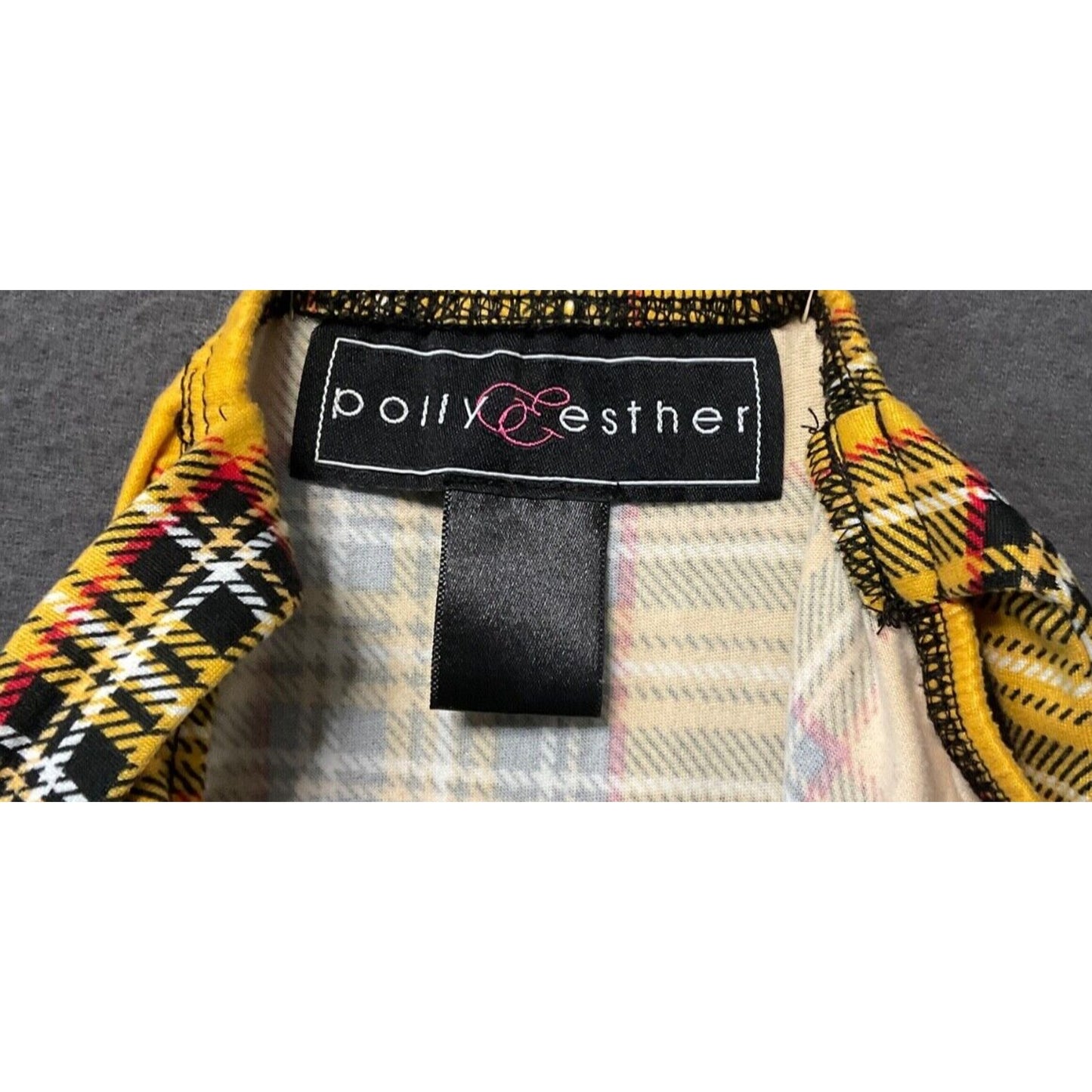 Polly & Esther Yellow Plaid Jumper Women's Sleeveless Vintage-Inspired Size L