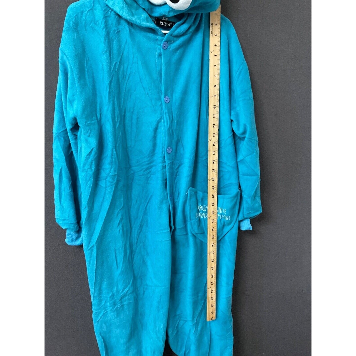 Cookie Monster Fleece Pajama Jumper One Piece Adult M Rulta Costume Sleepwear