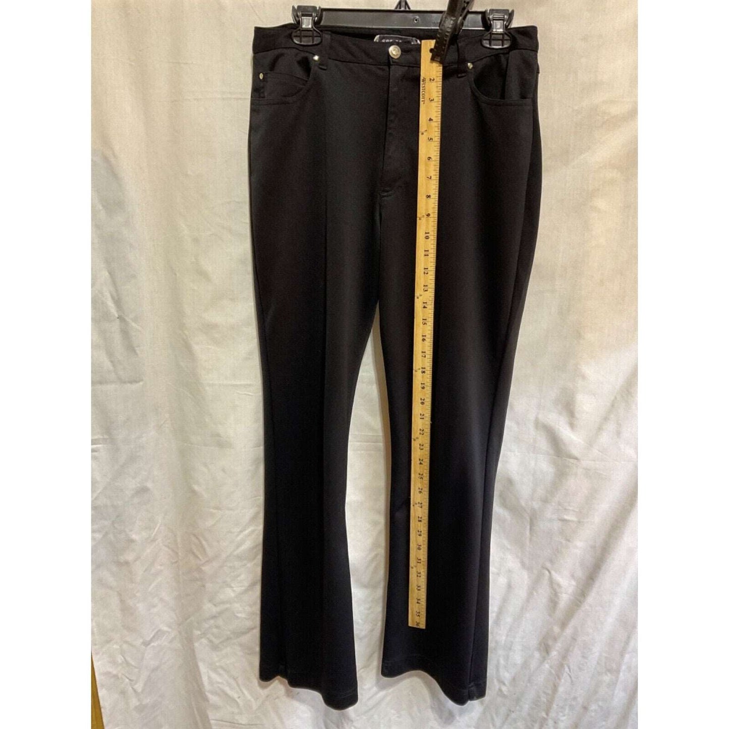 Giorgio Fiorlini Black Dress Pants 32x30 Polyester Spandex Zip Button Stretch