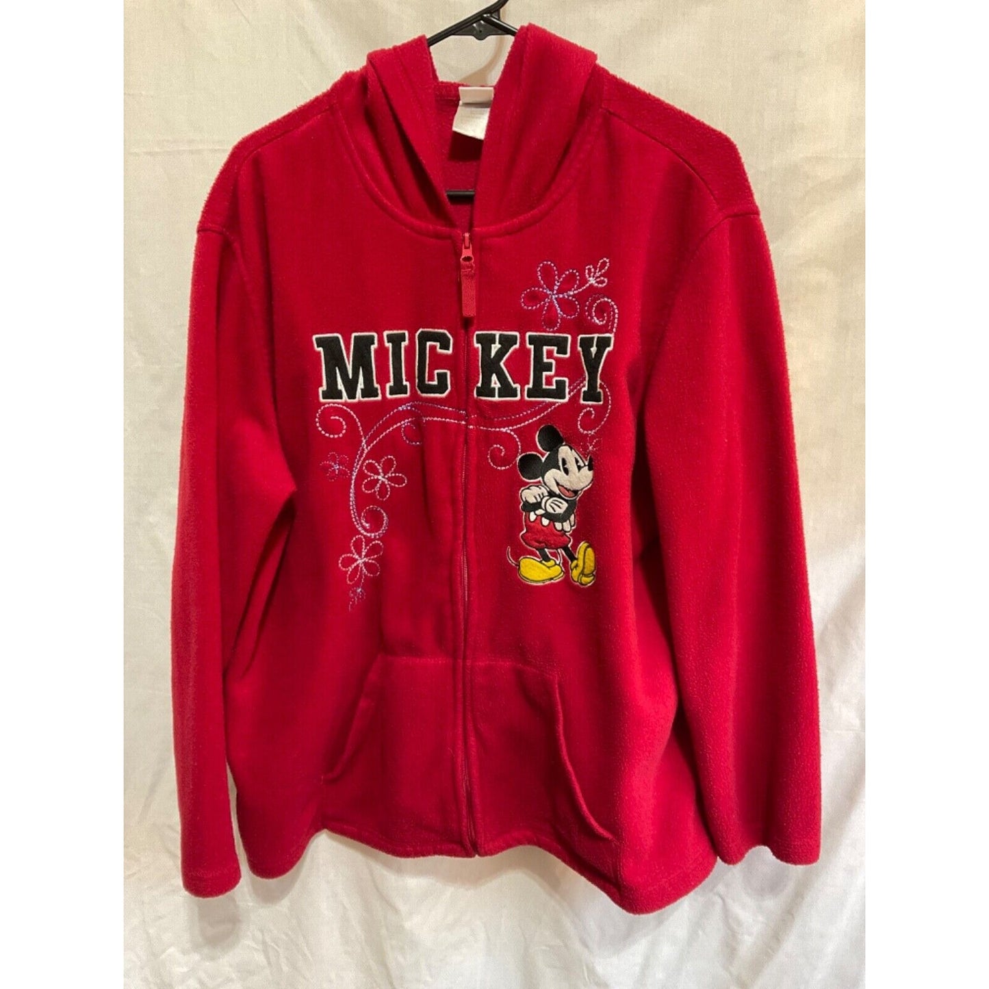 Vintage Fleece Disney Mickey Hoodie Women's 2X Streetwear Full Zip Long Sleeve