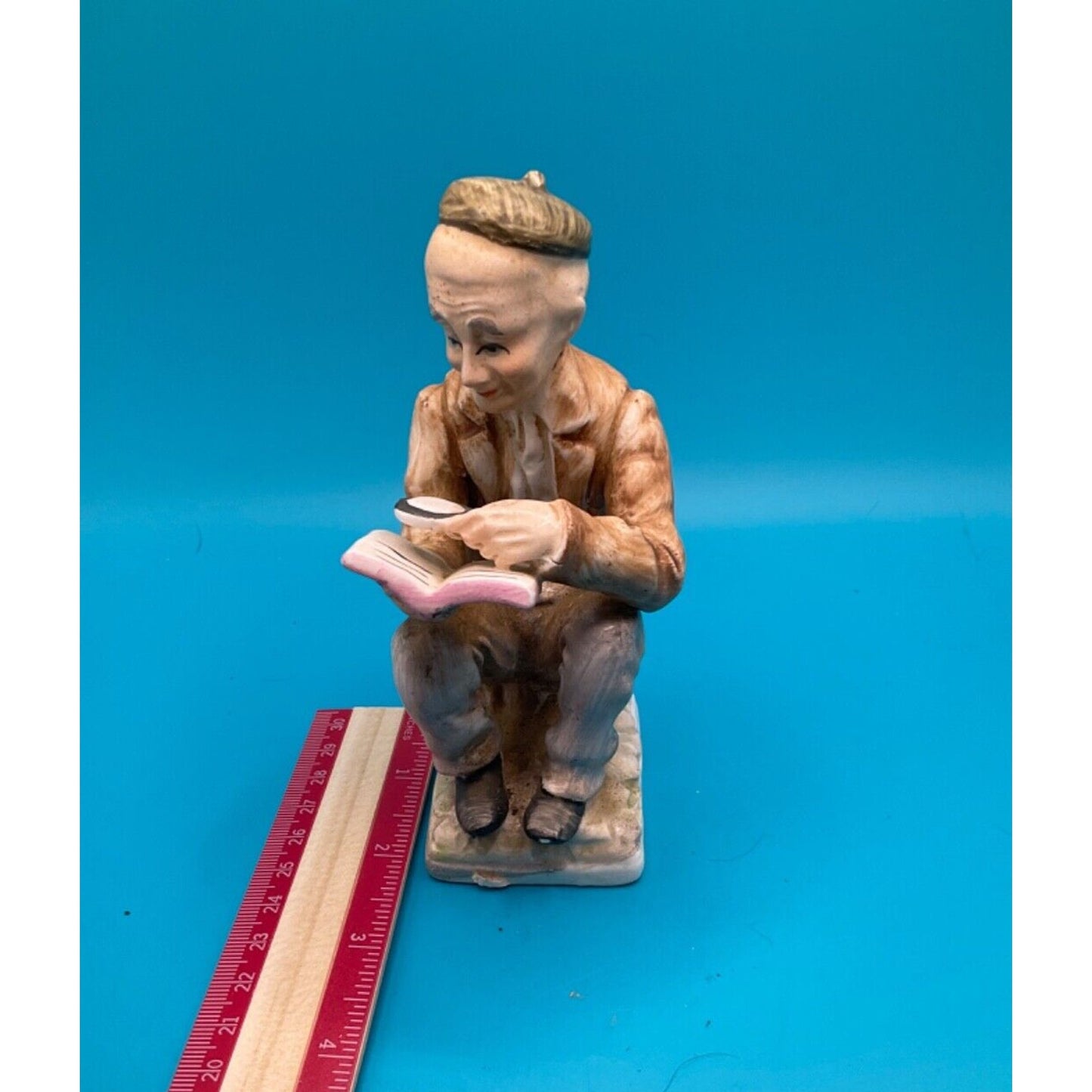 Vintage Norleans Japan Figurine Old Man Reading Book 5.5" Collectible Grandpa