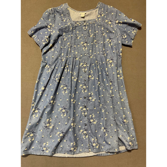 Amanda Lane Denim Maxi Dress 20W Floral Print Short Sleeve Cottage Core