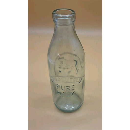 VTG "Absolutely Pure Milk" Glass Embossed Bottle Italian Made 10" Tall