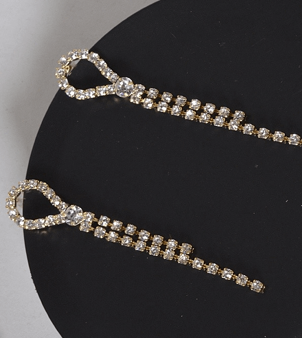 Gold Earrings Embellished with Rhinestones