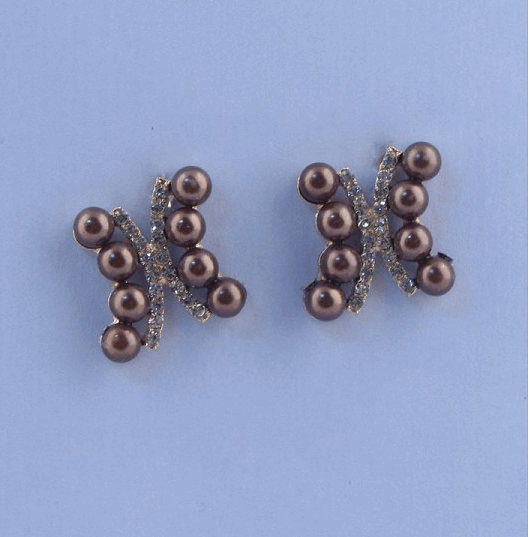 Brown Earrings with Rhinestones