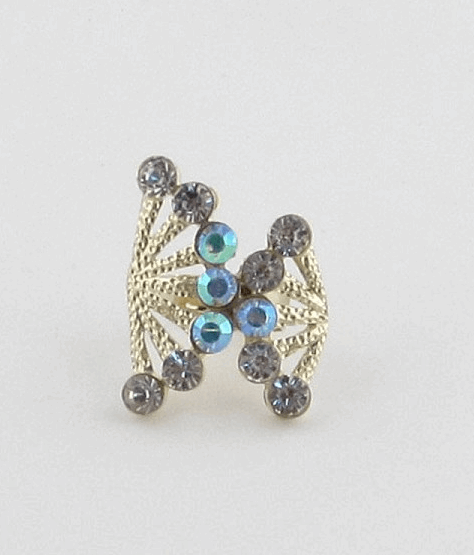 Gold Adjustable Ring with Rhinestones