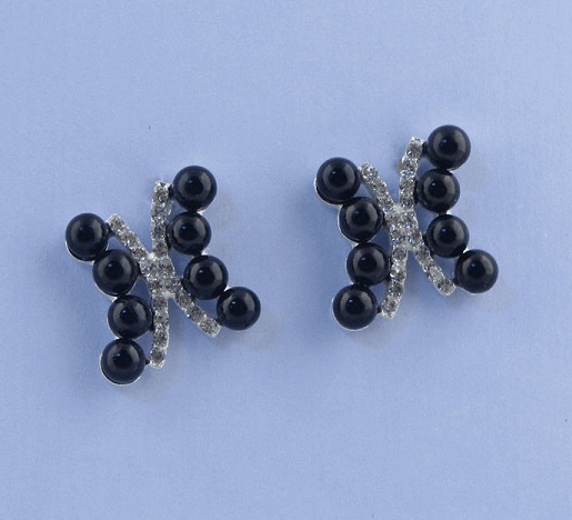 Black Earrings with Rhinestones