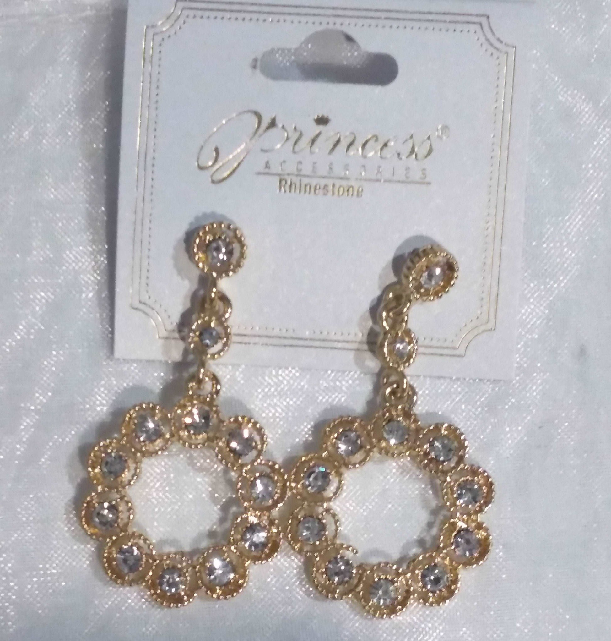 Elegant Gold Dangle Rhinestone Earrings