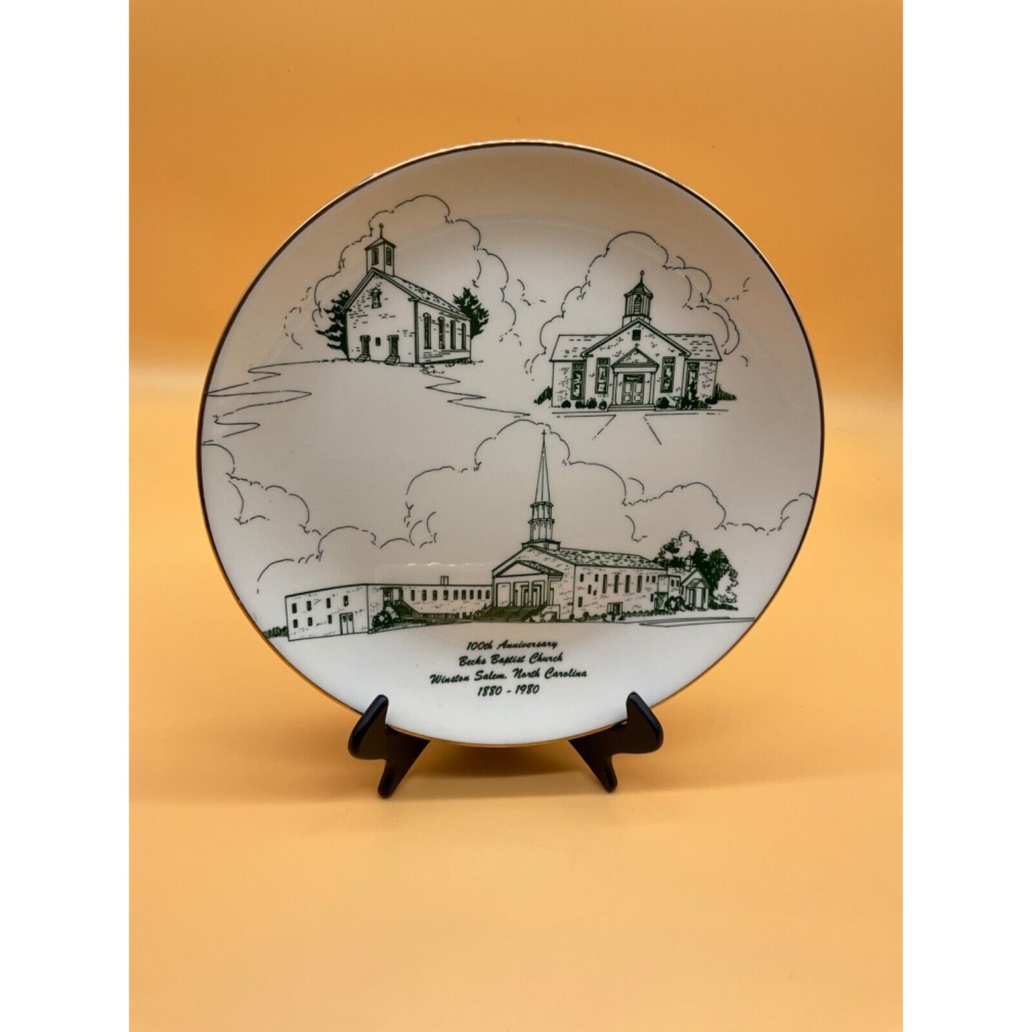 Beck Baptist Church 100th Anniversary Plate 1880-1980 Winston-Salem NC 10"