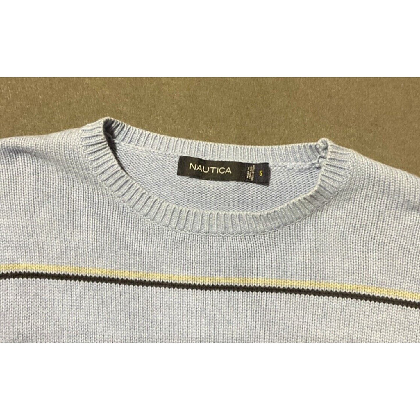 Nautica Sweater Mens S Zip Striped Crew Neck Pullover Grandpa Core