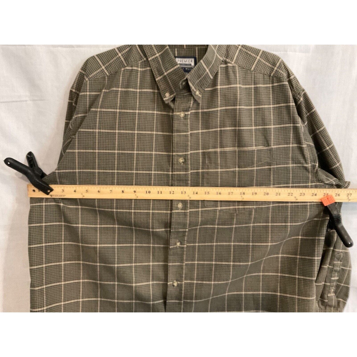 Premier International Men's XXL Long Sleeve Causal Shirt Plaid Design