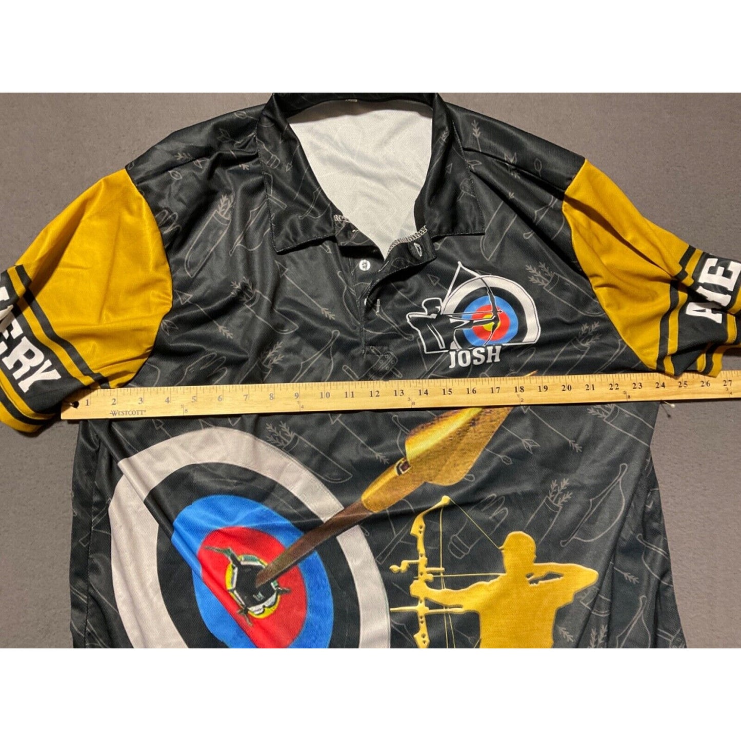 Archery-Themed 2XL Polo Shirt - Custom "Aim Shoot Repeat" Back "JOSH"