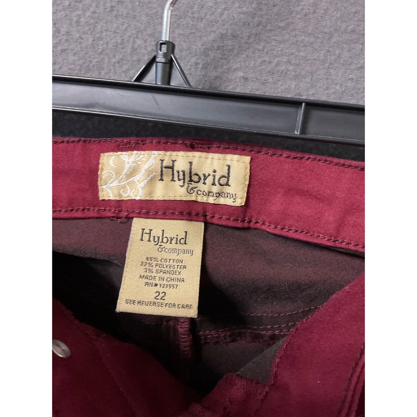 Hybrid & Company Women's Burgundy Skinny Jeans Size 22, Bum Lifter, Stretch NWT