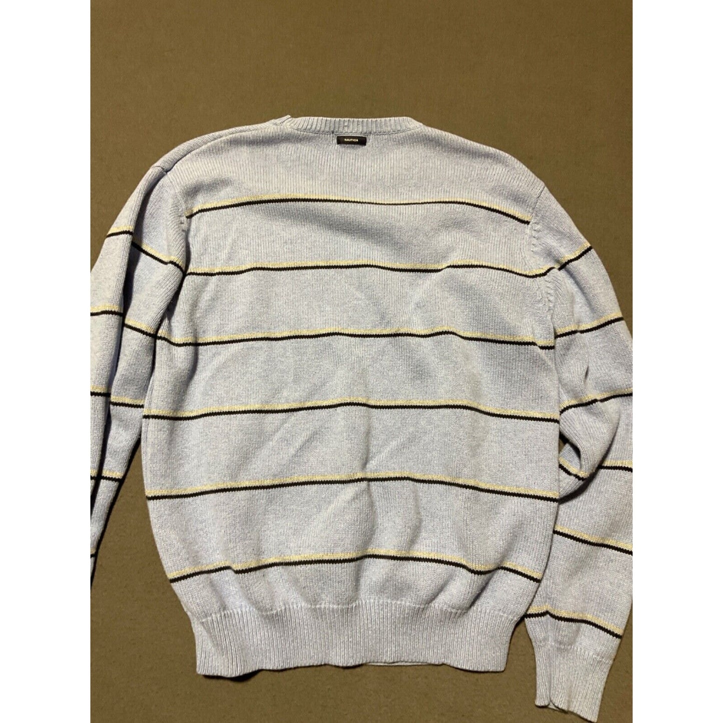 Nautica Sweater Mens S Zip Striped Crew Neck Pullover Grandpa Core