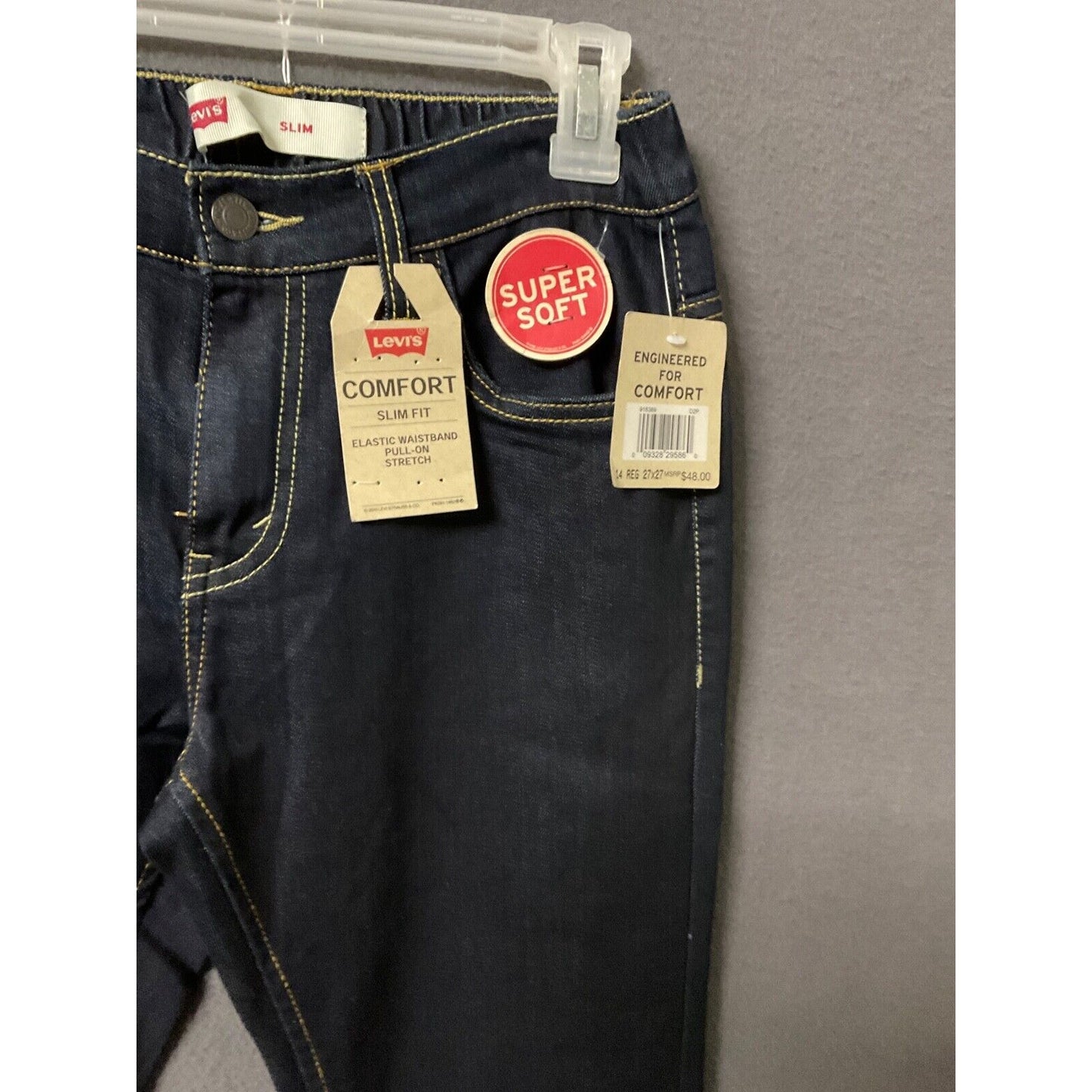 Levi's Slim Fit Pull-On Jeans Super Soft 14 Reg 27x27 Elastic Waistband NWT
