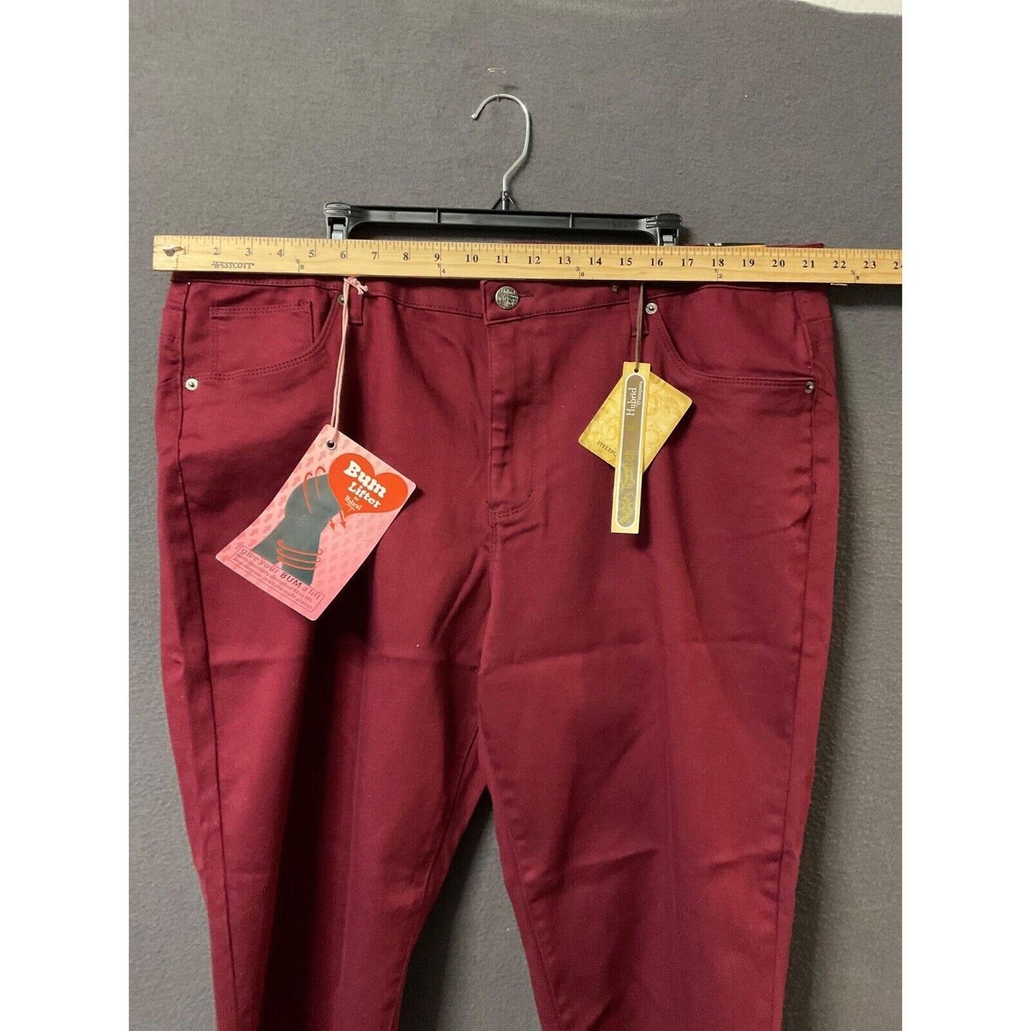 Hybrid & Company Women's Burgundy Skinny Jeans Size 22, Bum Lifter, Stretch NWT