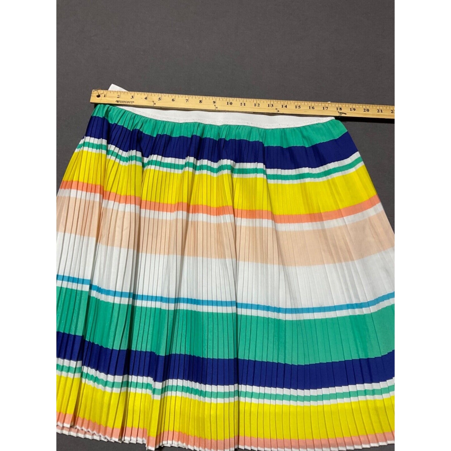 Merona XL Pleated Striped Skirt Multicolor Elastic Waist Knee Length Lined